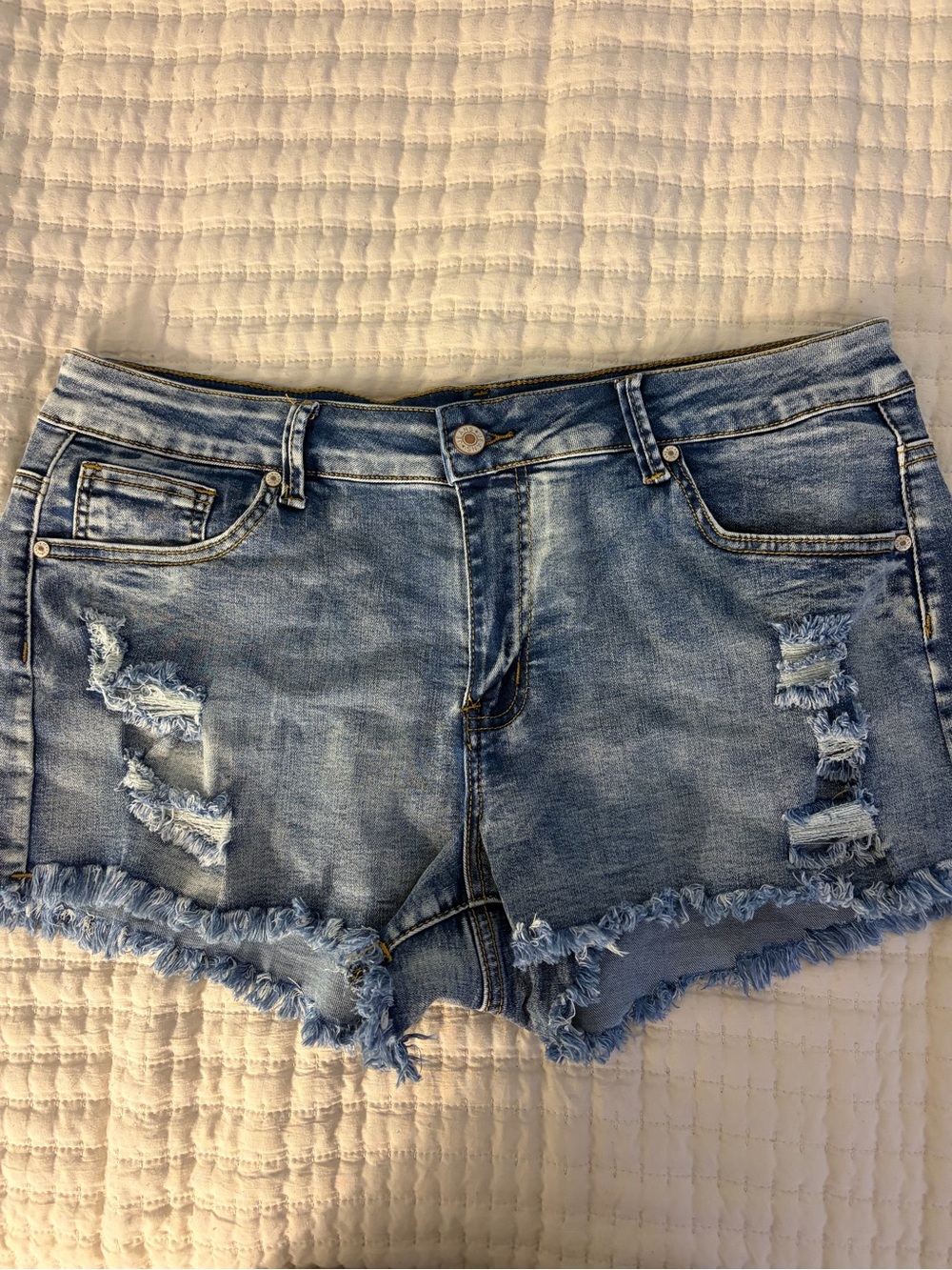 Light Blue Distressed Denim Women's Shorts